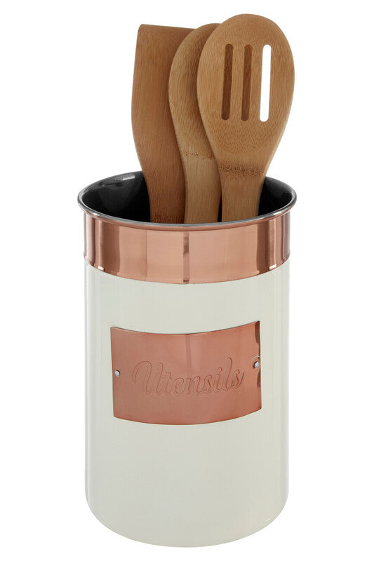 Cream And Copper Stainless Steel Utensil Holder