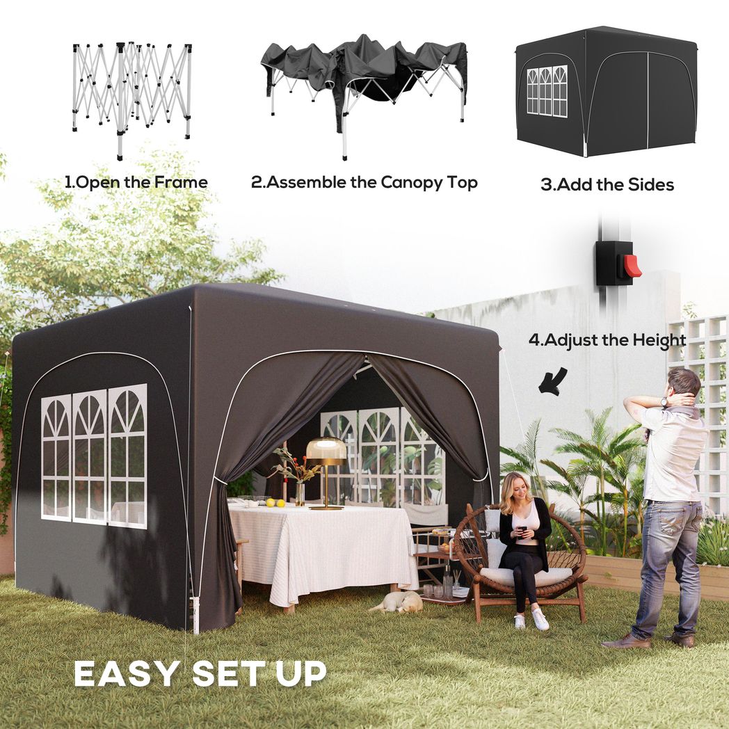 3 x 3(m) + Pop Up Gazebo with Sides and Carry Bag