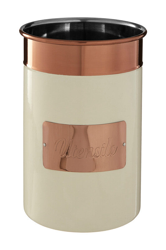 Cream And Copper Stainless Steel Utensil Holder