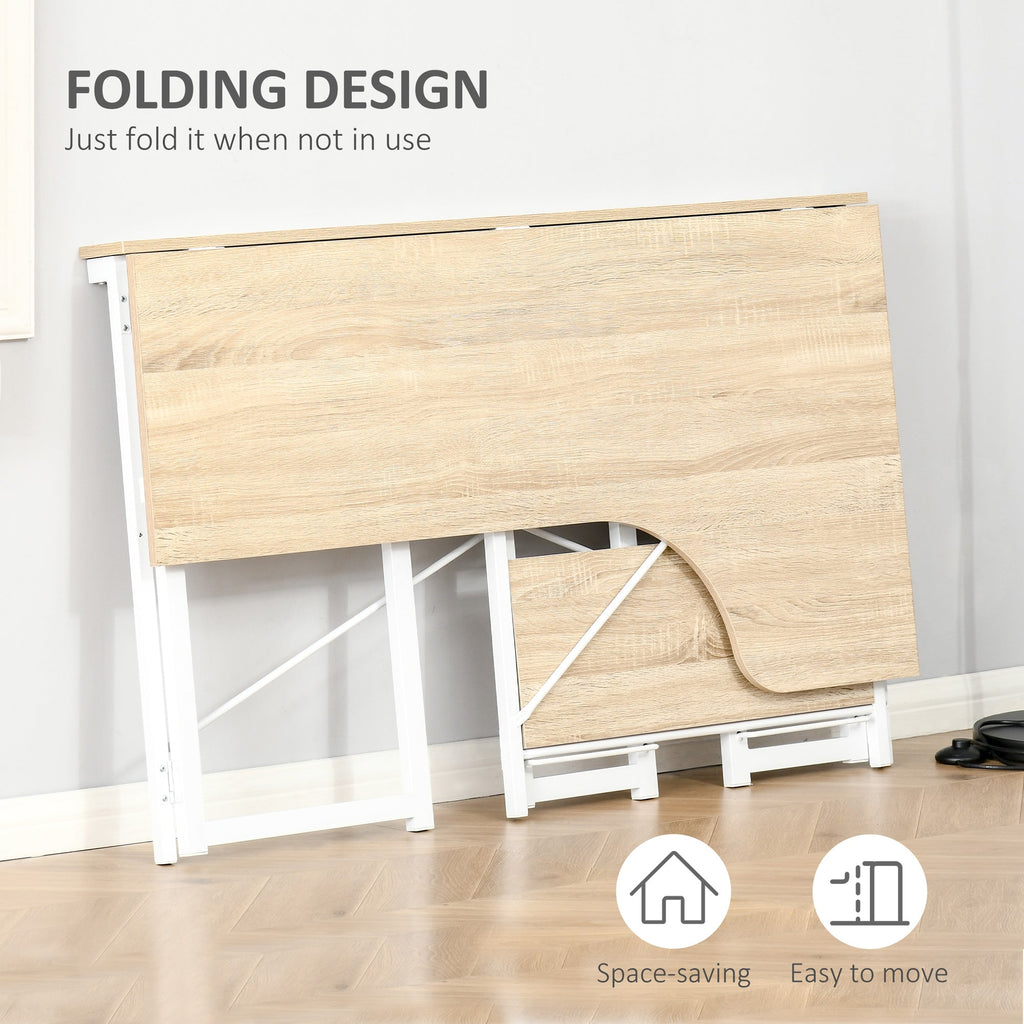 Folding Desk, L Shaped Desk, Corner Computer Desk with 2-Tier Storage Shelf for Home Office, Study Room, Workstation, Easy Assembly, 120 x 72.5 x 76.5cm, Oak Tone