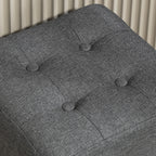 Square Footstool, Small Ottoman with Side Pocket, Linen Fabric Footrest with Rubber Wood Legs and Padded Seat for Living Room, Bedroom, Entryway, 35 x 35 x 35cm, Grey
