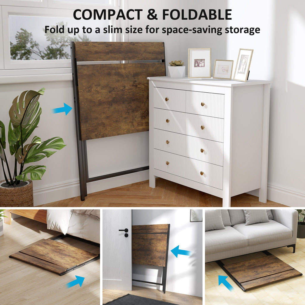 Folding Computer Desk with Monitor Shelf - Rustic Brown 81.5 cm