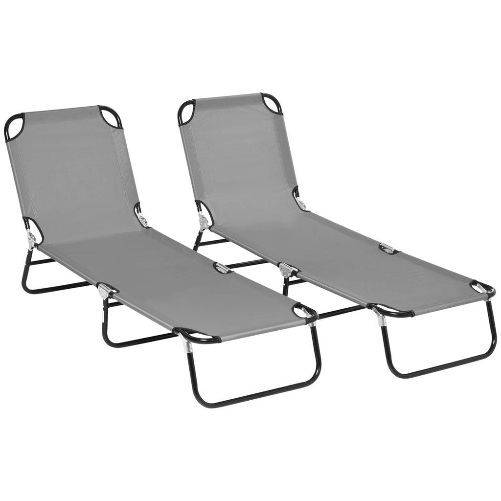 Folding Sun Loungers Set of 2 with Adjustable Backrest