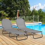 Folding Sun Loungers Set of 2 with Adjustable Backrest