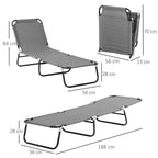 Folding Sun Loungers Set of 2 with Adjustable Backrest