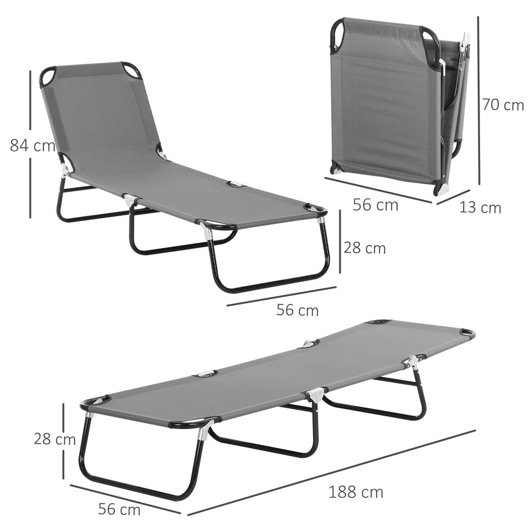 Folding Sun Loungers Set of 2 with Adjustable Backrest