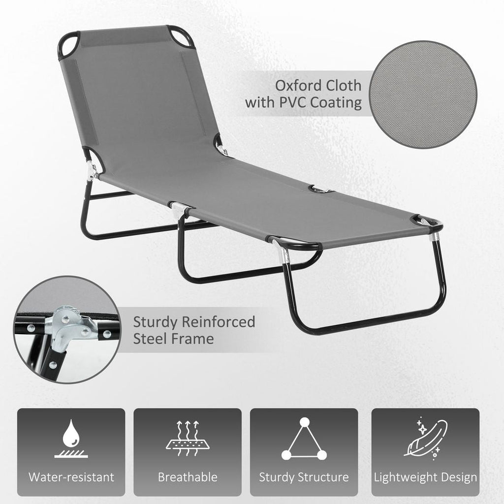 Folding Sun Loungers Set of 2 with Adjustable Backrest