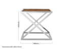 Natural Wood Veneer and Silver Finish Side Table