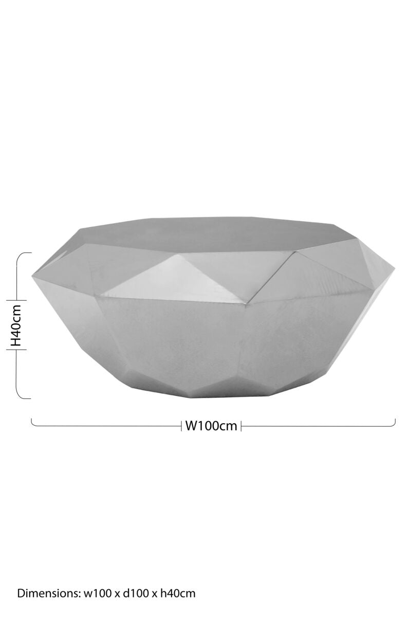 Silver Finish Coffee Table with Diamond Cut Design