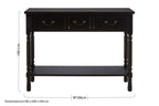 Vintage Black Wooden 3 Drawer Console Table with Lower Shelf
