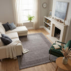 Modern Grey Geometric Border Rug
