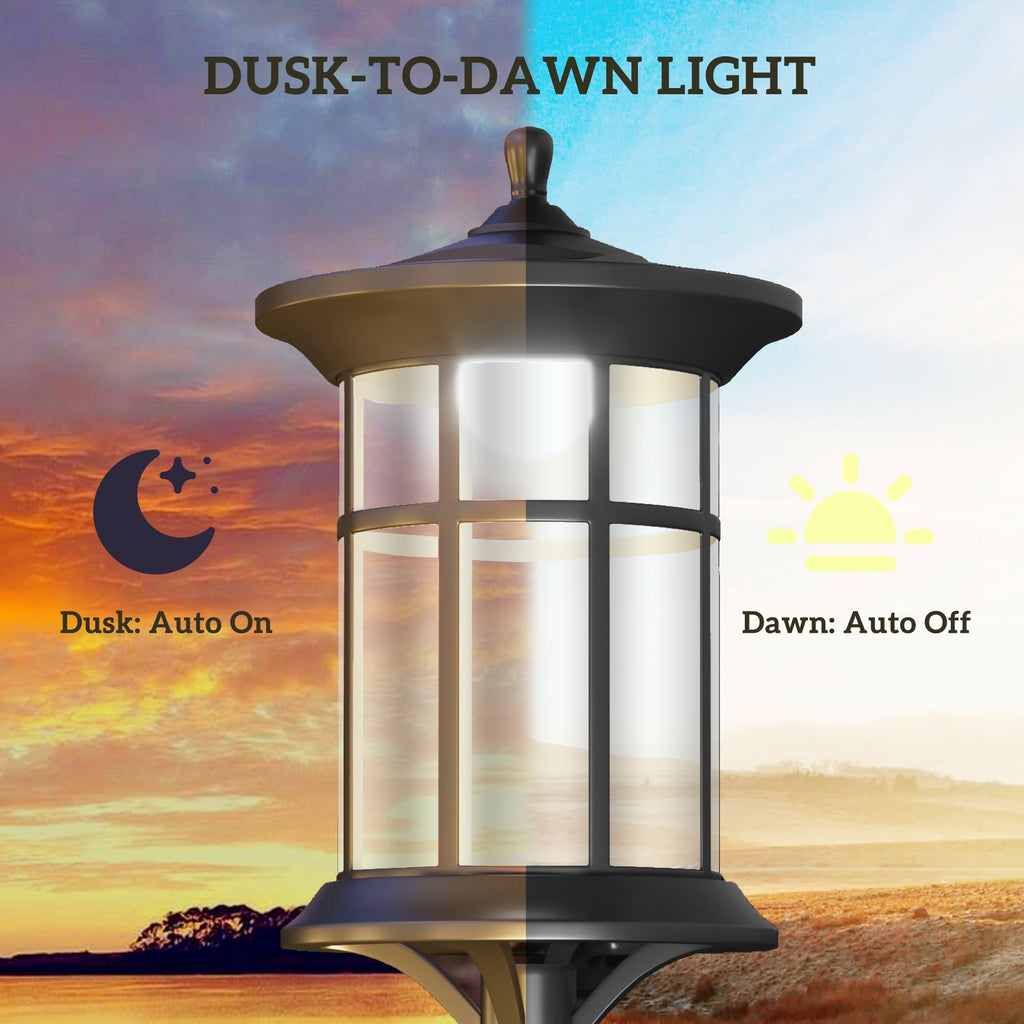 LED Outdoor Solar Post Lights, Waterproof IP44, Cool White, 2 Pack