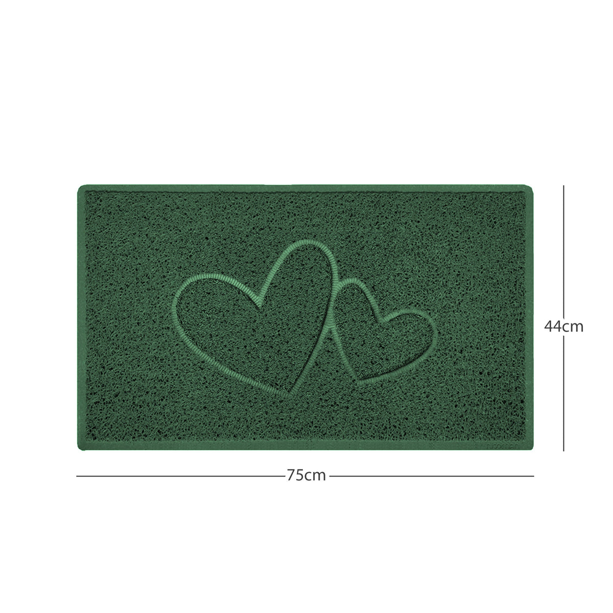 "Double Heart" Embossed Loofah Textured Spaghetti Doormat Green 75cm x 44cm Yes (Suitable for Indoors)