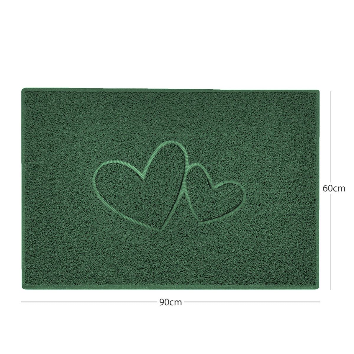 "Double Heart" Embossed Loofah Textured Spaghetti Doormat Green 90cm x 60cm Yes (Suitable for Indoors)