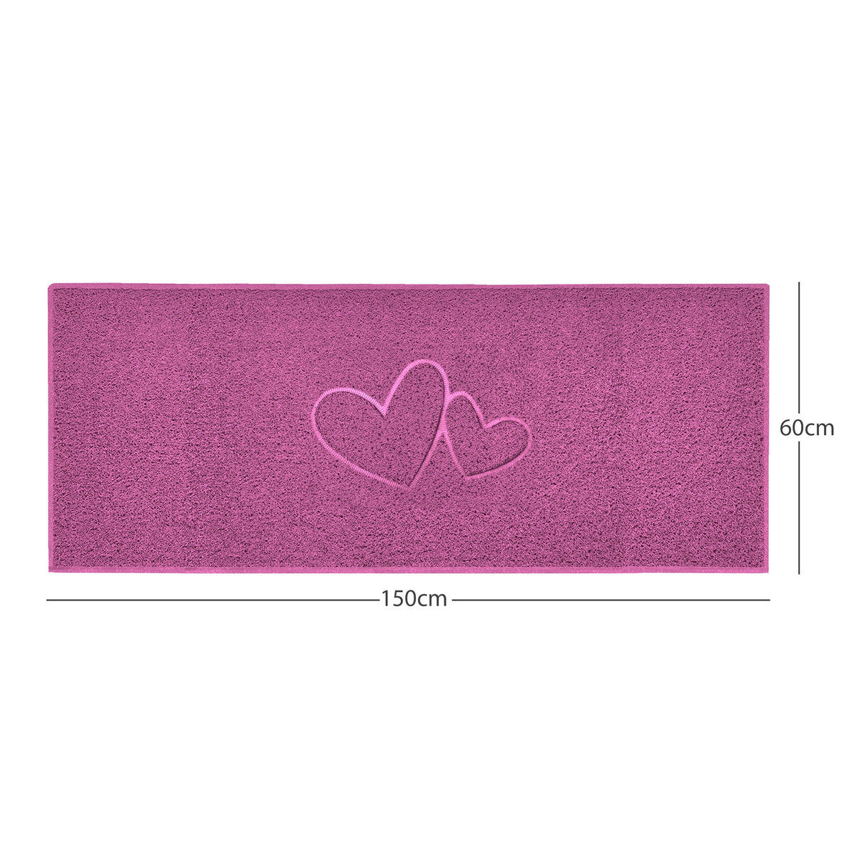 "Double Heart" Embossed Loofah Textured Spaghetti Doormat Pink 150cm x 60cm Yes (Suitable for Indoors)