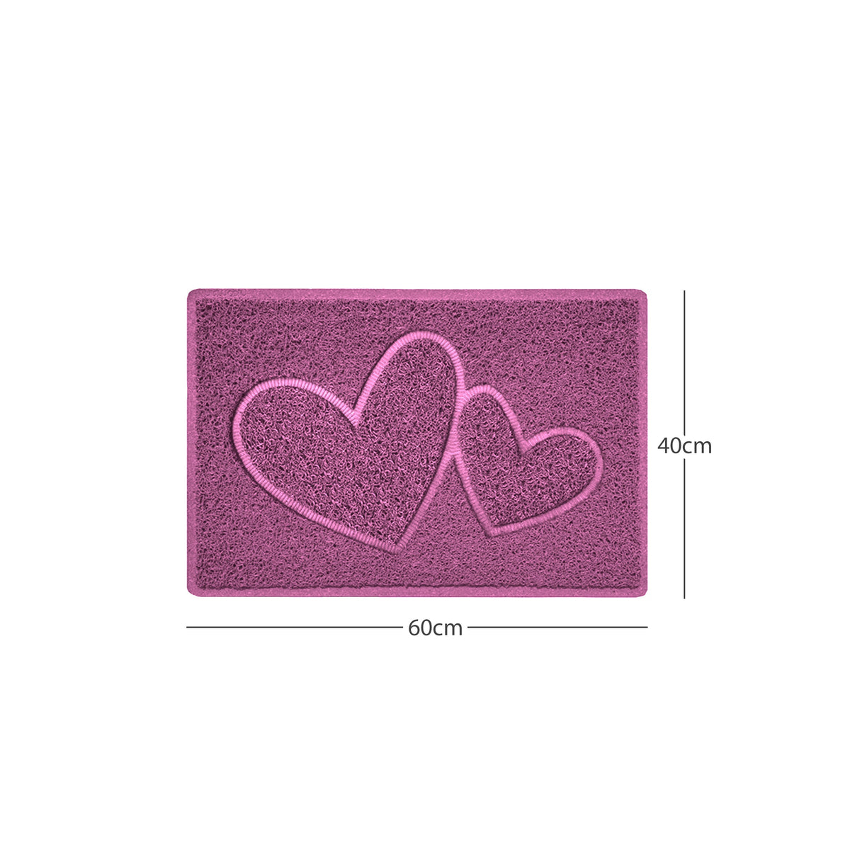 "Double Heart" Embossed Loofah Textured Spaghetti Doormat Pink 60cm x 40cm Yes (Suitable for Indoors)