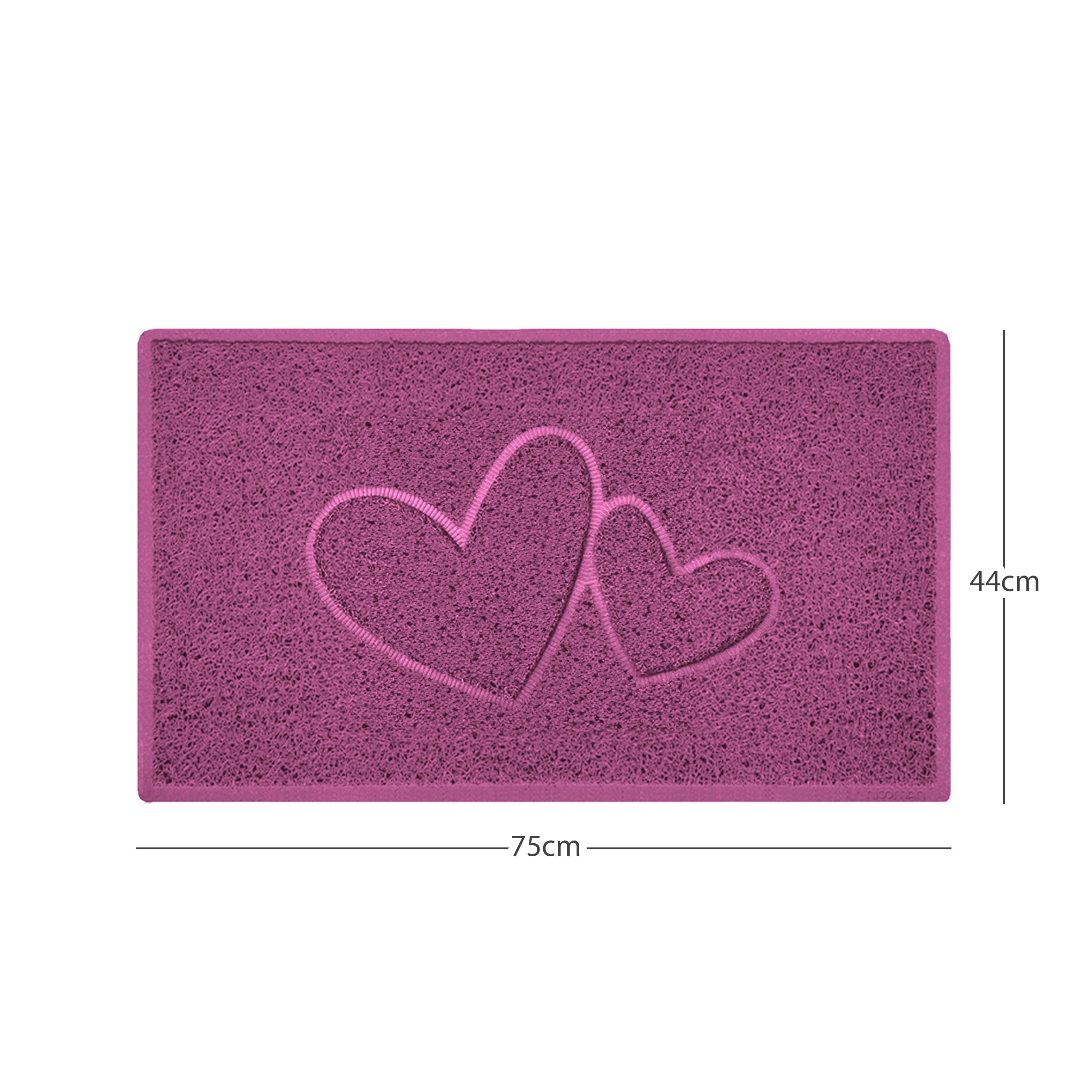 "Double Heart" Embossed Loofah Textured Spaghetti Doormat Pink 75cm x 44cm Yes (Suitable for Indoors)