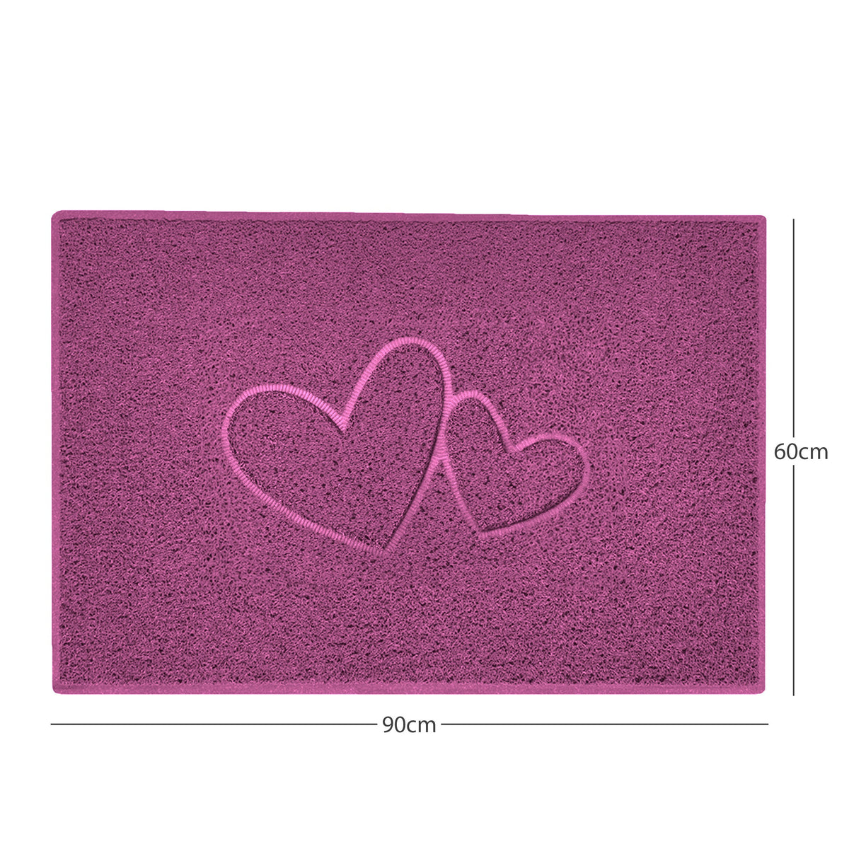 "Double Heart" Embossed Loofah Textured Spaghetti Doormat Pink 90cm x 60cm Yes (Suitable for Indoors)