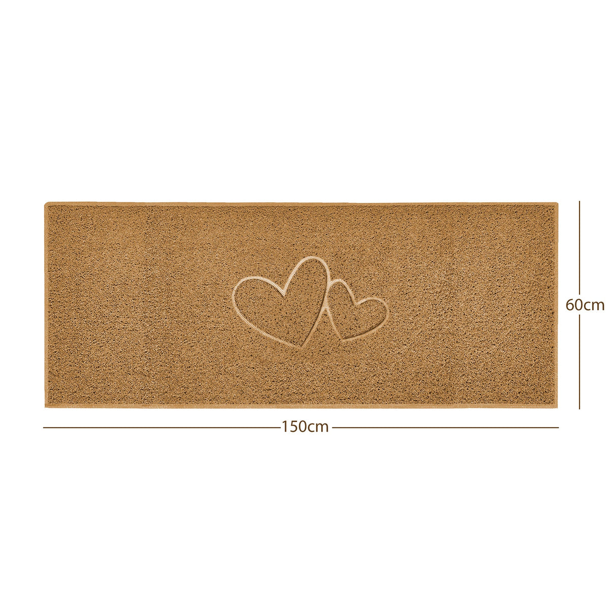 "Double Heart" Embossed Loofah Textured Spaghetti Doormat Beige 150cm x 60cm Yes (Suitable for Indoors)