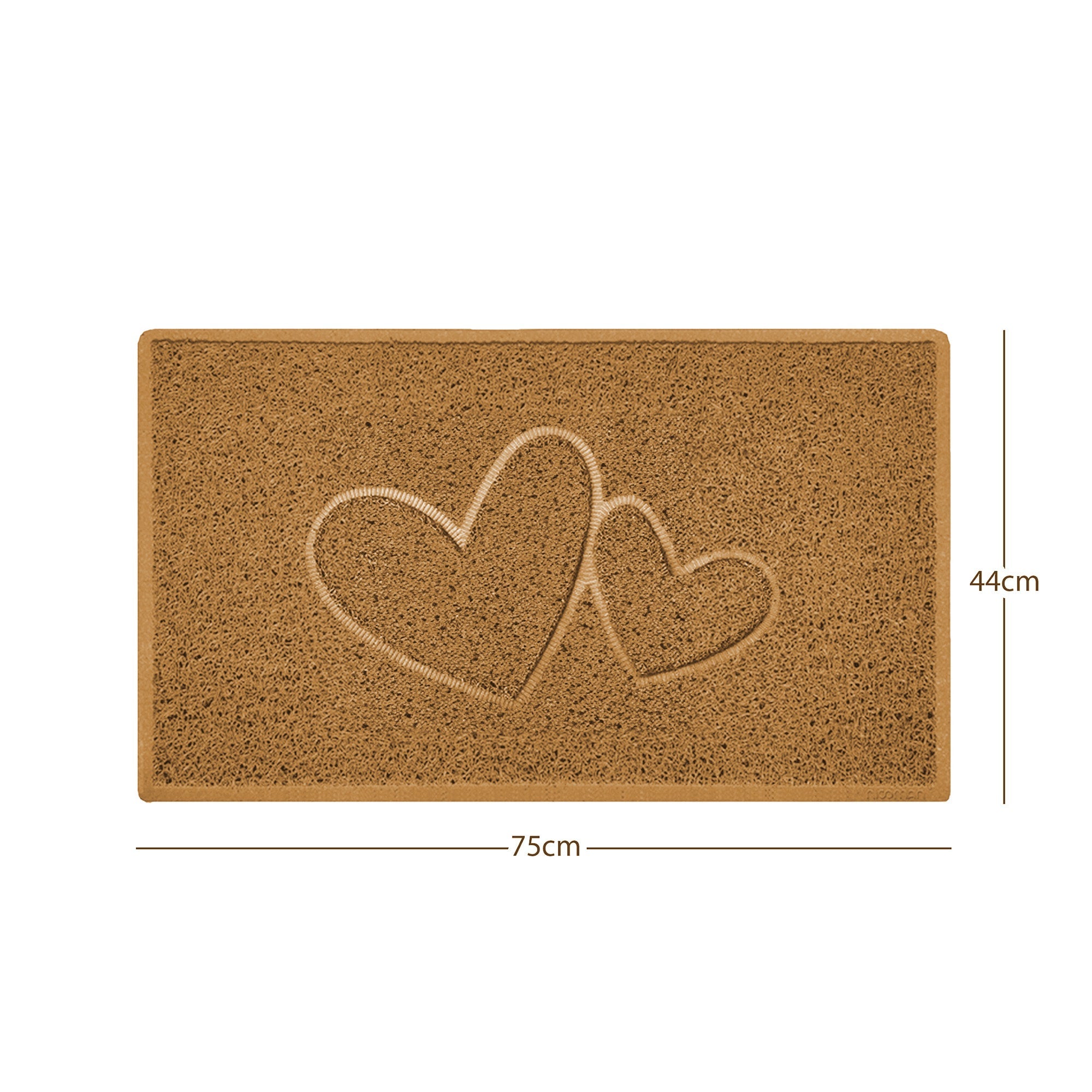 "Double Heart" Embossed Loofah Textured Spaghetti Doormat Beige 75cm x 44cm Yes (Suitable for Indoors)