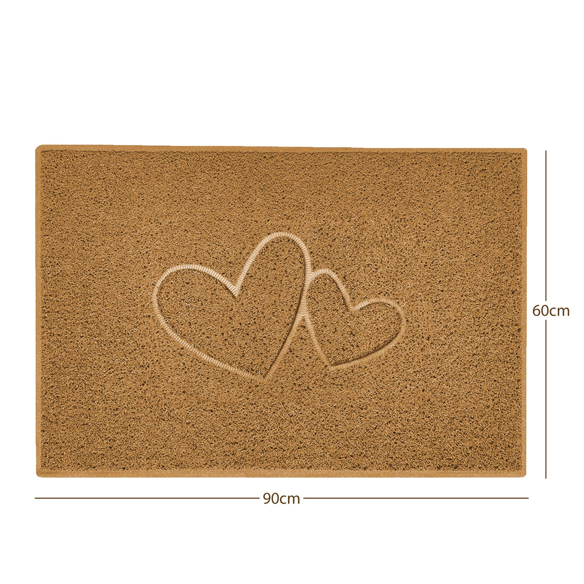 "Double Heart" Embossed Loofah Textured Spaghetti Doormat Beige 90cm x 60cm Yes (Suitable for Indoors)