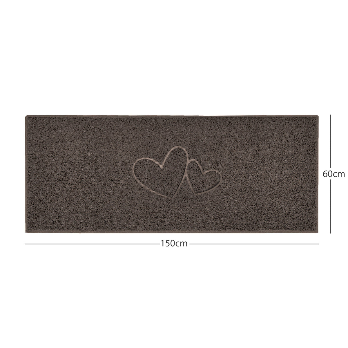"Double Heart" Embossed Loofah Textured Spaghetti Doormat Brown 150cm x 60cm Yes (Suitable for Indoors)