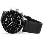 Emporio Armani AR11243 Mario Men's Silver & Black Watch