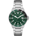 Emporio Armani AR11338 Men's Diver Style Silver & Green Watch