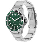 Emporio Armani AR11338 Men's Diver Style Silver & Green Watch