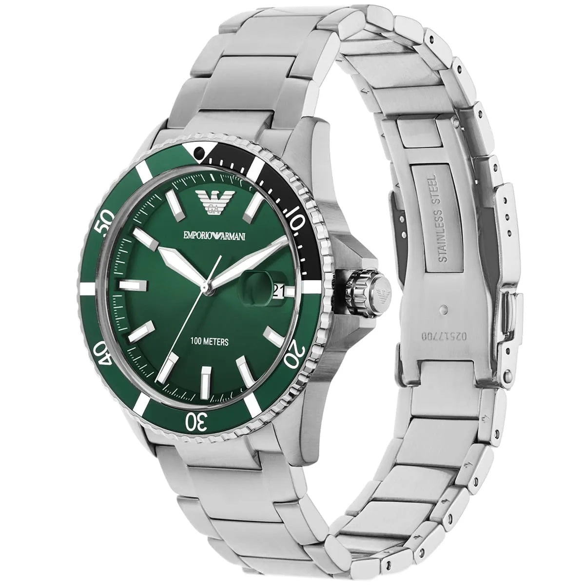 Emporio Armani AR11338 Men's Diver Style Silver & Green Watch