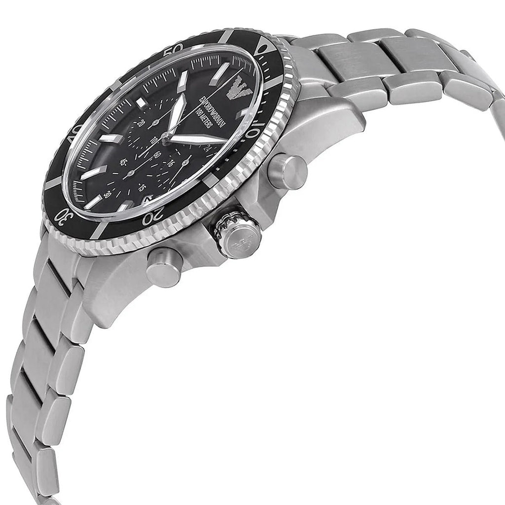 Emporio Armani AR11360 Men's Diver Style Silver & Black Watch