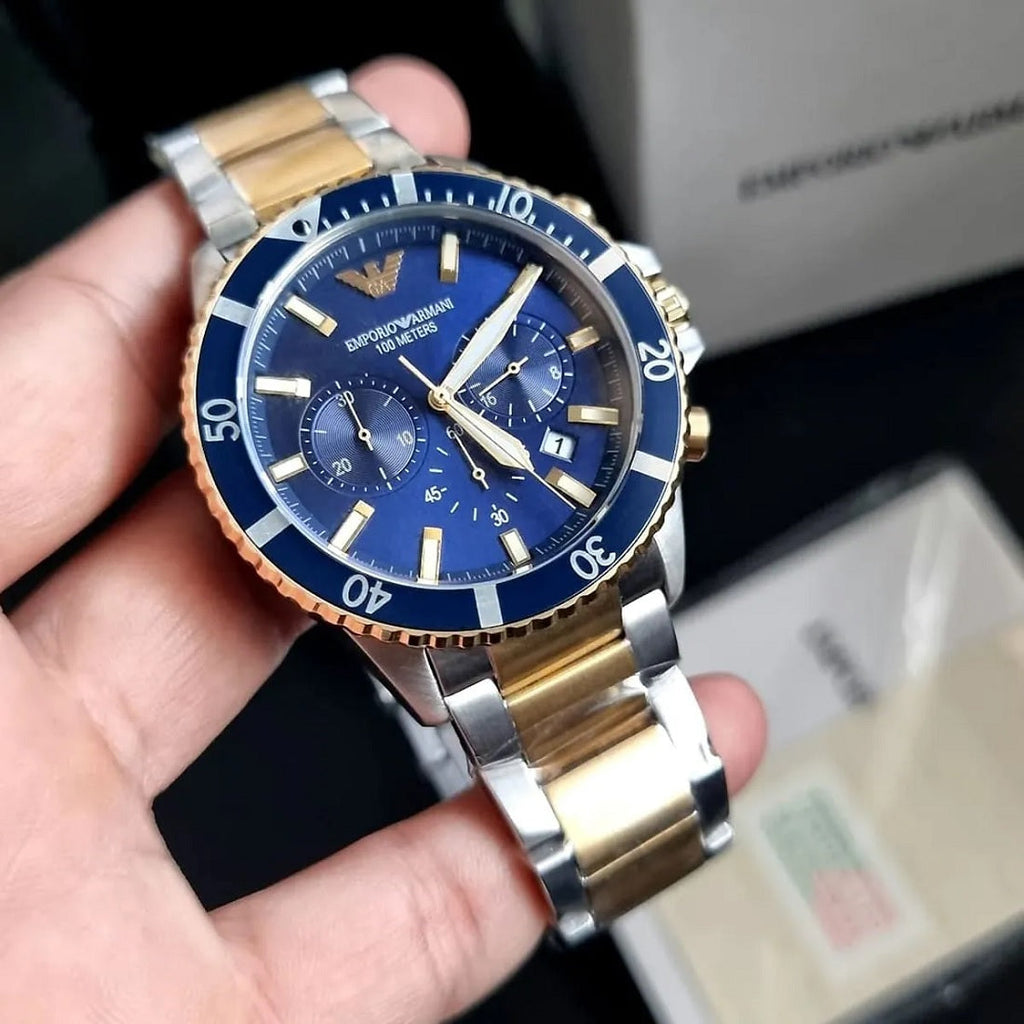 Emporio Armani AR11362 Diver Men's Two-Tone Gold Watch
