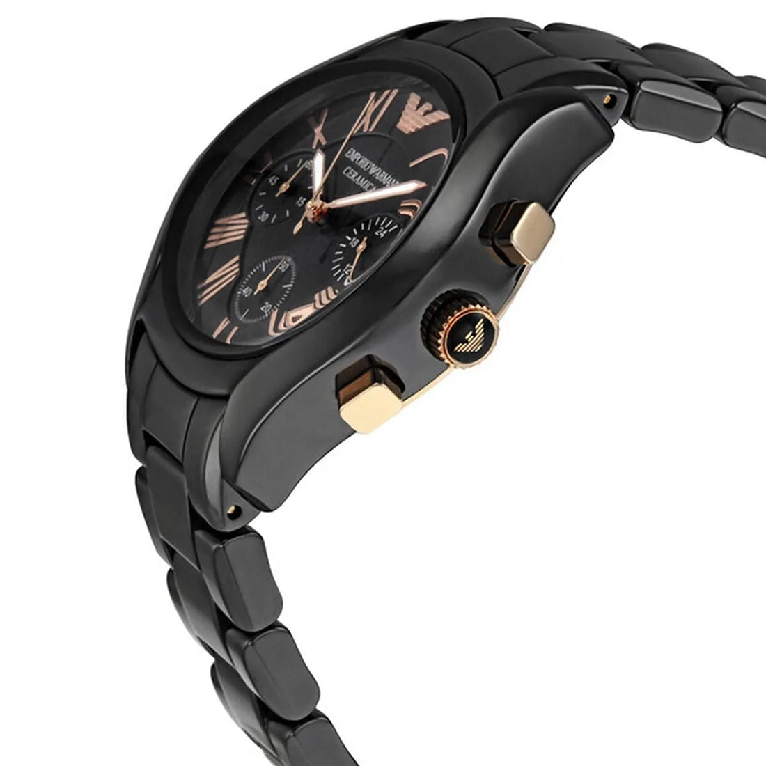 Emporio Armani AR1411 Ceramica Women's Black & Rose Gold Watch