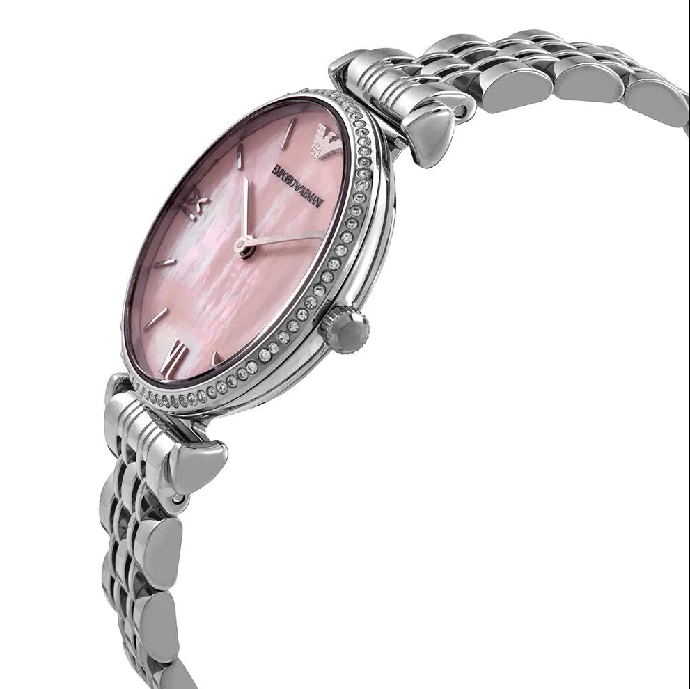 Emporio Armani AR1779 Gianni T-Bar Women's Silver & Pink Watch