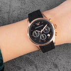 Emporio Armani AR5906 Sportivo Women's Black & Rose Gold Watch