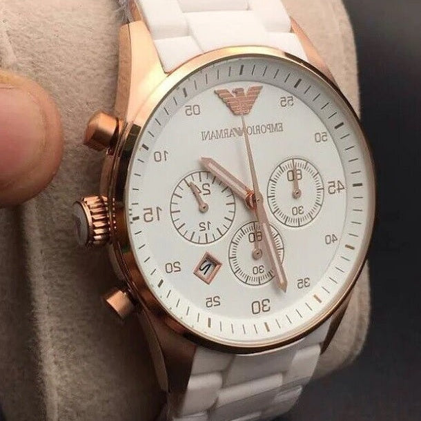 Emporio Armani AR5919 Sportivo Men's White & Rose Gold Watch