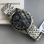 Emporio Armani AR5983 Tazio Men's Silver & Black Watch