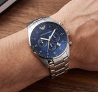 Emporio Armani AR5860 Sportivo Men's Silver & Blue Chronograph