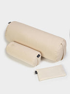 Yoga Studio Organic Meditation Bolster & Eye Pillow Set - Relax Ecru