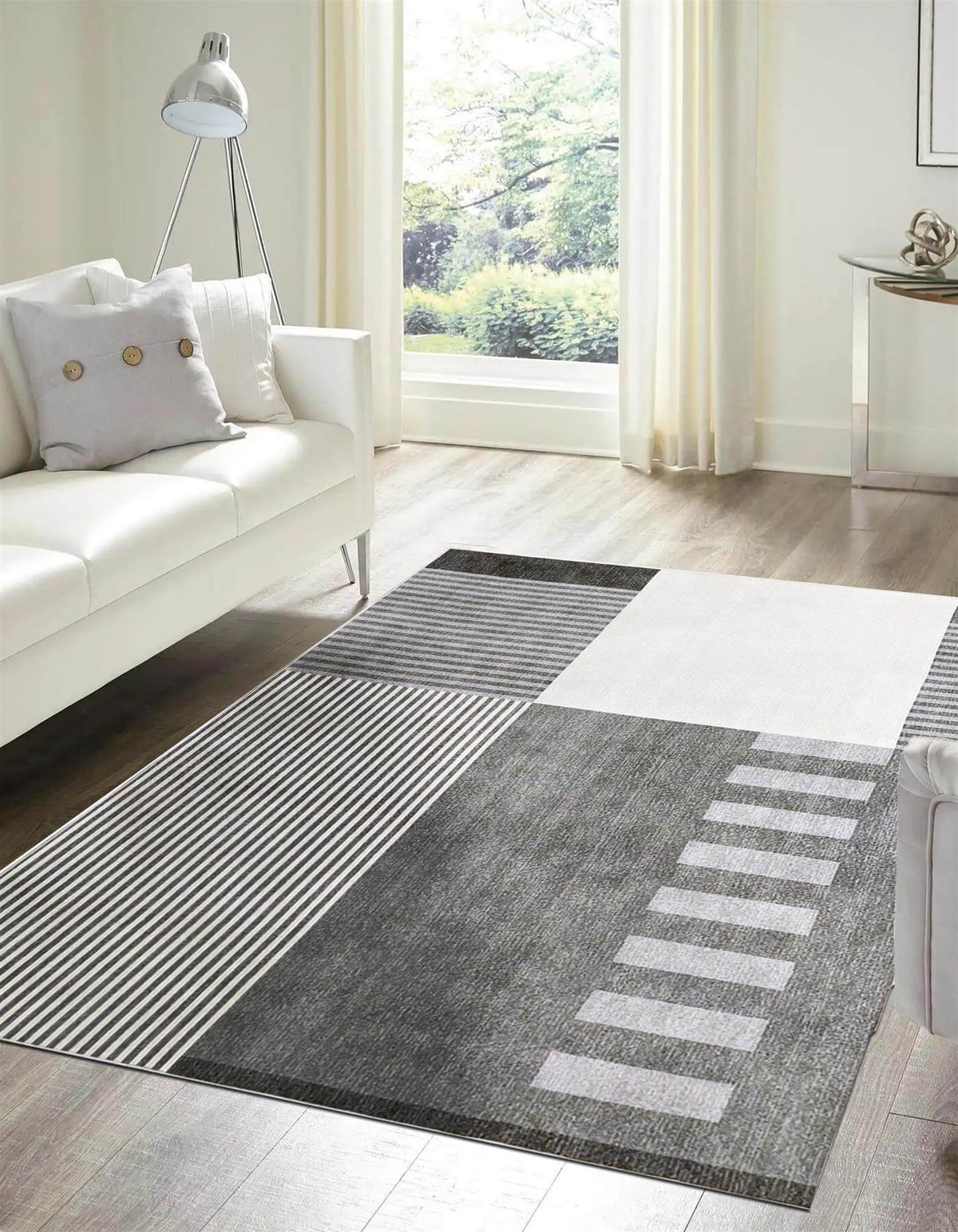 Tokyo Geo Blocks Grey Rug