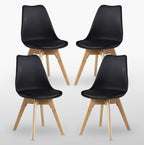 Black Halo Dining Table & Set of 4 Jamie Lorenzo Tulip chairs with Padded Seat