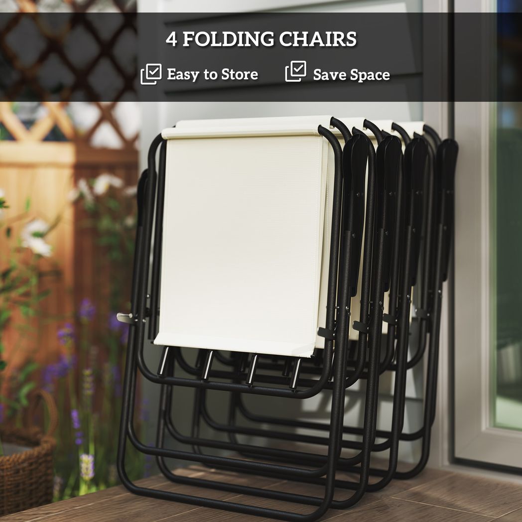 6 Pieces Garden Furniture Set with Parasol, Folding Chairs
