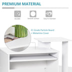 Computer Desk with Sliding Keyboard Tray, Storage Drawer and Shelf, Home Office Workstation, White