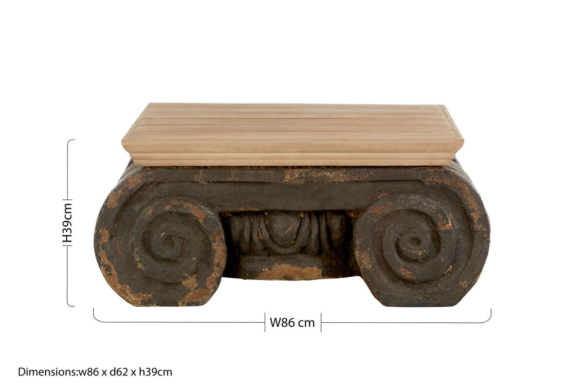 Natural and Grey Ornate Coffee Table