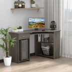 L-Shaped Corner Computer Desk with 2 Shelves, Wide Worktop, Keyboard Tray, Drawer and CPU Stand, Home Office Study Bedroom Furniture, Grey