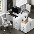 Computer Desk with Drawers, Dressing Table, High Gloss Home Office Writing Workstation, White