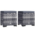 Set of 2 Rattan Storage Ottoman, Outdoor Footstool with Removable Cushions, Dark Grey Dark Grey