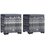 Set of 2 Rattan Storage Ottoman, Outdoor Footstool with Removable Cushions, Dark Grey Dark Grey