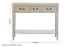 Grey Putty Wooden 3 Drawer Console Table with Lower Shelf