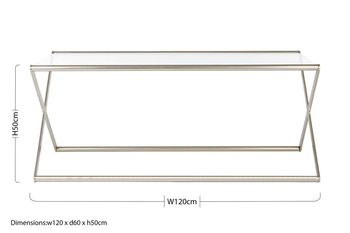 Clear Glass and Nickel Finish Coffee Table